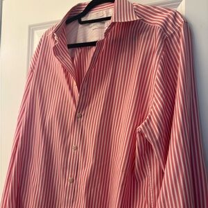 Charles Tyrwhitt Red and White Striped Dress Shirt